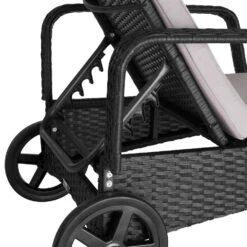 Tectake - Wicker Ligbed Cassis Zonnebed Ligstoel - Zwart -Tuinmeubelwinkel 1000077842 0103