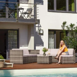 Tectake - Wicker Loungeset Verona Natuurkleur -Tuinmeubelwinkel 1000077851 0103