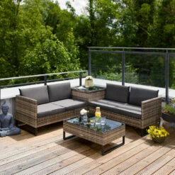 Tectake - Wicker Loungeset - Ostuni Natuurkleur -Tuinmeubelwinkel 1000077855 0101