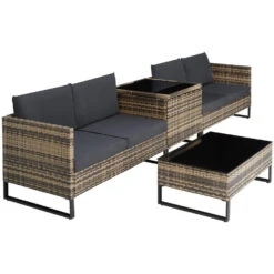 Tectake - Wicker Loungeset - Ostuni Natuurkleur -Tuinmeubelwinkel 1000077855 0103