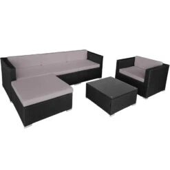Tectake - Loungeset Milaan - Wicker - Zwart
