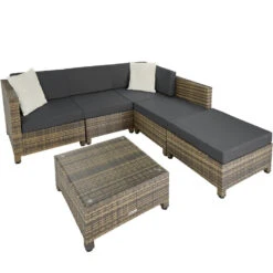 Tectake - Loungeset Incl. 2 Sets Kussenhoezen - Wicker - Naturel 8 Tectake - Loungeset Incl. 2 Sets Kussenhoezen - Wicker - Naturel -Tuinmeubelwinkel 1000077859 0102