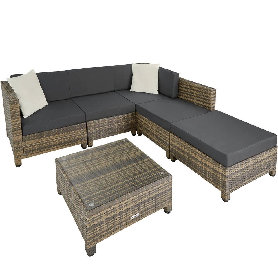 Tectake - Loungeset Incl. 2 Sets Kussenhoezen - Wicker - Naturel 5 Tectake - Loungeset Incl. 2 Sets Kussenhoezen - Wicker - Naturel - Afbeelding 3