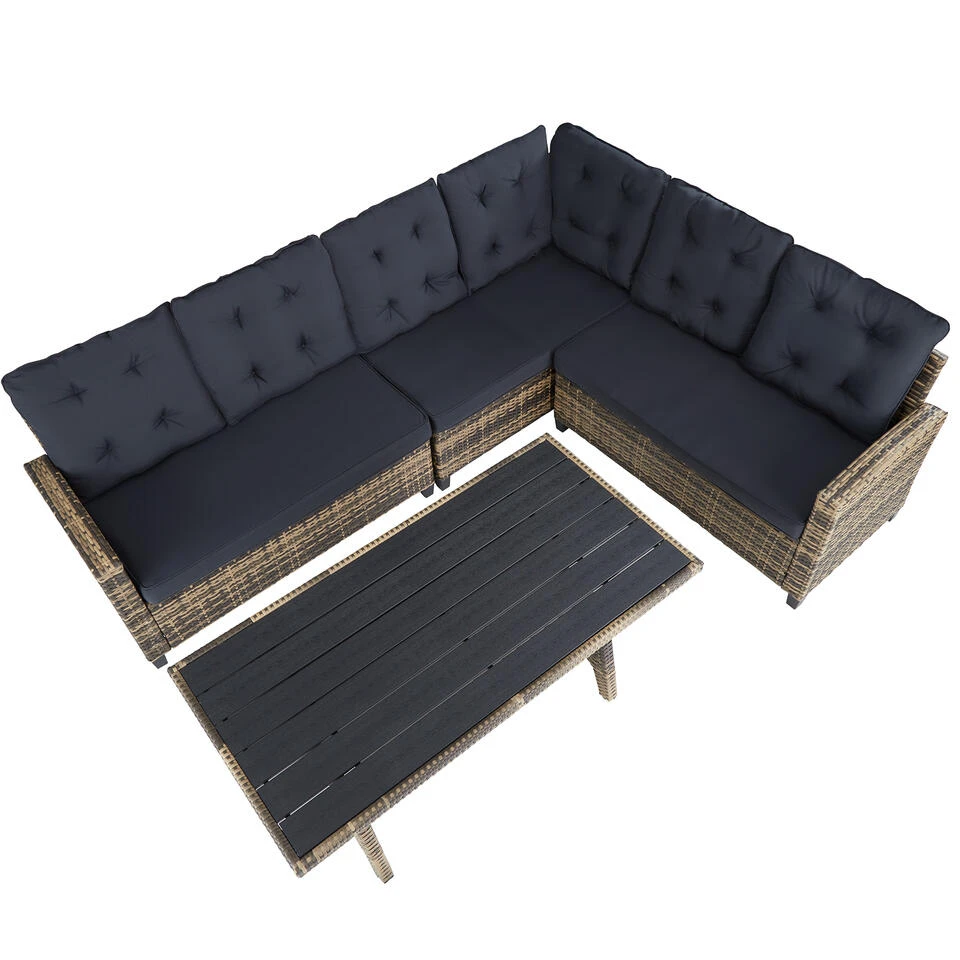 Tectake - Loungeset Catania - Wicker - Naturel 6 Tectake - Loungeset Catania - Wicker - Naturel - Afbeelding 4