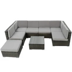 Tectake - Loungeset Venetië - Wicker - Grijs -Tuinmeubelwinkel 1000077868 0102