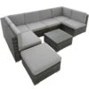 Tectake - Loungeset Venetië - Wicker - Grijs