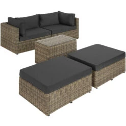Tectake - Loungeset San Domino - Wicker - Naturel -Tuinmeubelwinkel 1000077869 0102