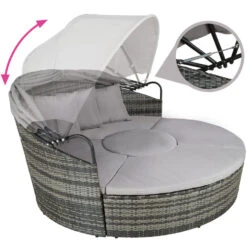 Tectake - Wicker Zonne-eiland Santorini - Grijs -Tuinmeubelwinkel 1000077875 0103