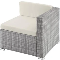Tectake - Loungeset Milaan - Wicker - Lichtgrijs -Tuinmeubelwinkel 1000077877 0103