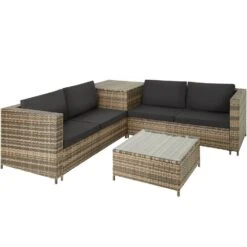 Tectake - Wicker Zitgroep Loungeset Siena - Natuurkleur