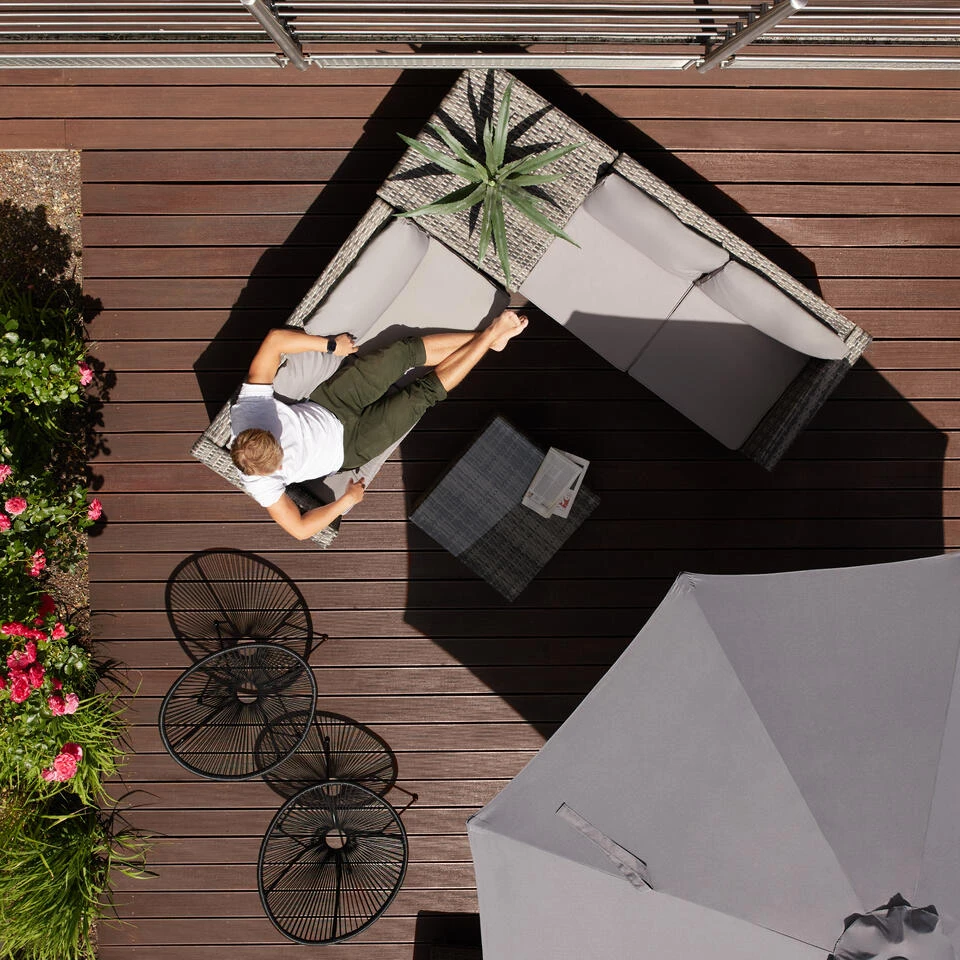 Tectake - Loungeset Siena - Wicker - Grijs 4 Tectake - Loungeset Siena - Wicker - Grijs - Afbeelding 2