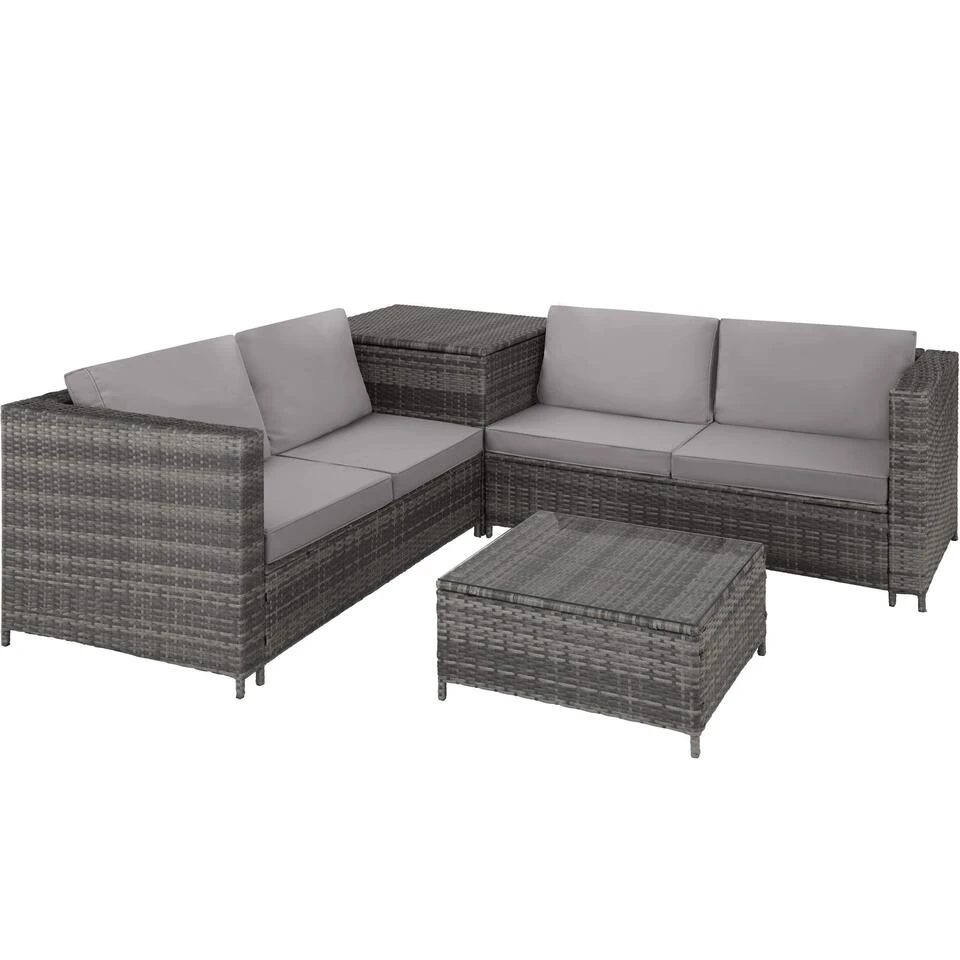 Tectake - Loungeset Siena - Wicker - Grijs 3 Tectake - Loungeset Siena - Wicker - Grijs