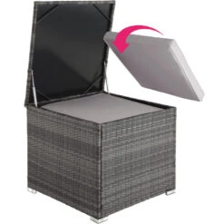 Tectake - Loungeset Pisa Met Opbergbox Kussens - Wicker - Grijs 9 Tectake - Loungeset Pisa Met Opbergbox Kussens - Wicker - Grijs -Tuinmeubelwinkel 1000077901 0103