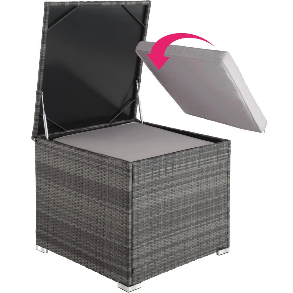 Tectake - Loungeset Pisa Met Opbergbox Kussens - Wicker - Grijs 6 Tectake - Loungeset Pisa Met Opbergbox Kussens - Wicker - Grijs - Afbeelding 4