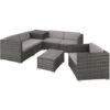 Tectake - Loungeset Pisa Met Opbergbox Kussens - Wicker - Grijs -Tuinmeubelwinkel 1000077901