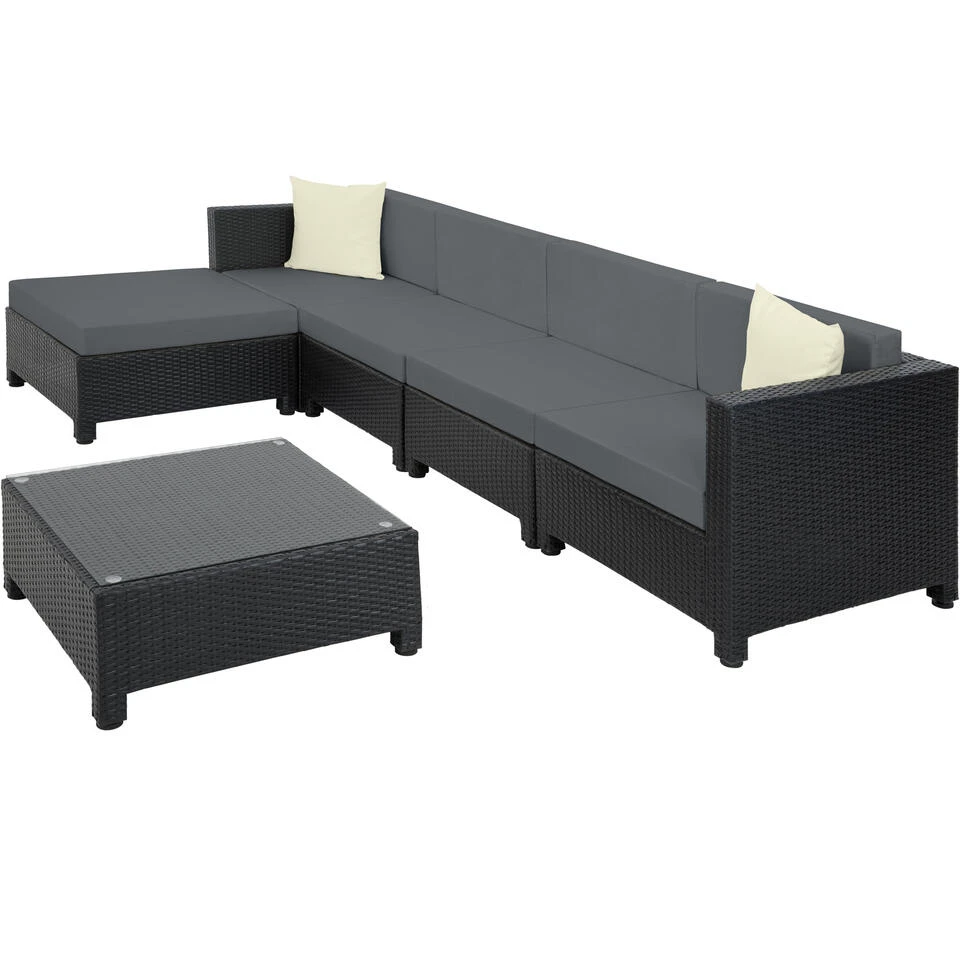 Tectake - Loungeset Met Tafel - Incl. 2 Overtreksets - Zwart 6 Tectake - Loungeset Met Tafel - Incl. 2 Overtreksets - Zwart - Afbeelding 4