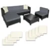Tectake - Loungeset Met Tafel - Incl. 2 Overtreksets - Zwart -Tuinmeubelwinkel 1000077903