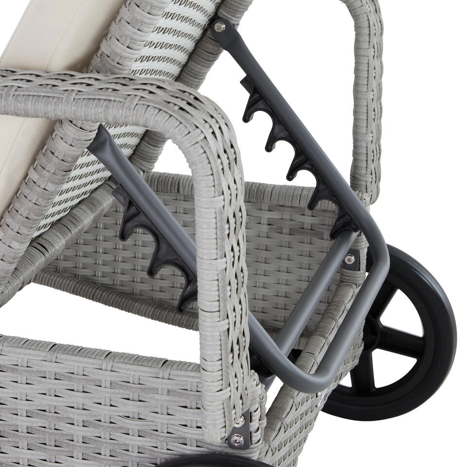 Tectake - Wicker Ligbed Lichtgrijs 6 Tectake - Wicker Ligbed Lichtgrijs - Afbeelding 4