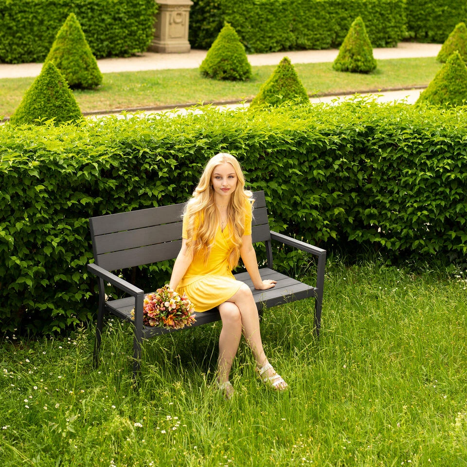 Tectake - Tuinbank Line Donkergrijs 4 Tectake - Tuinbank Line Donkergrijs - Afbeelding 2