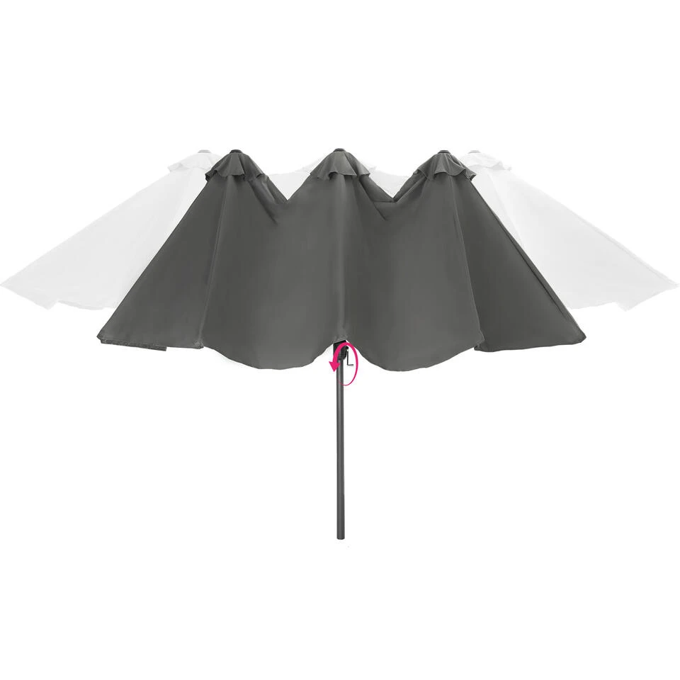 Tectake - Dubbele Parasol Silia - Terrasparasol Zonwering - Grijs 6 Tectake - Dubbele Parasol Silia - Terrasparasol Zonwering - Grijs - Afbeelding 4