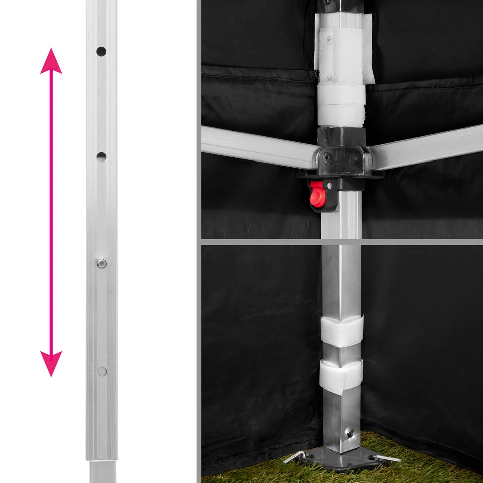 Tectake - Partytent 3x3 M. Opvouwbaar- 2 Wanden- Zwart 5 Tectake - Partytent 3x3 M. Opvouwbaar- 2 Wanden- Zwart - Afbeelding 3