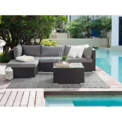 Beliani Loungeset SANO - Zwart - 5-delig 9 Beliani Loungeset SANO - Zwart - 5-delig -Tuinmeubelwinkel 1000079573 0103