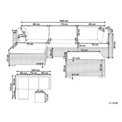 Beliani Loungeset SANO - Grijs - 5-delig 8 Beliani Loungeset SANO - Grijs - 5-delig -Tuinmeubelwinkel 1000079574 0102