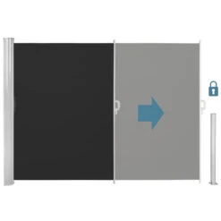 Tectake - Uittrekbaar Aluminium Windscherm Tuinscherm 200 X 300 Cm Zwart -Tuinmeubelwinkel 1000082547 0102