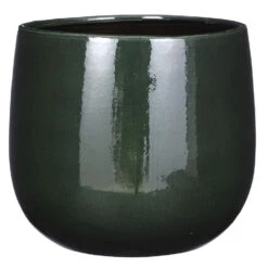 Mica Decorations Plantenpot - Keramiek - Groen Glans - D29/H25 Cm