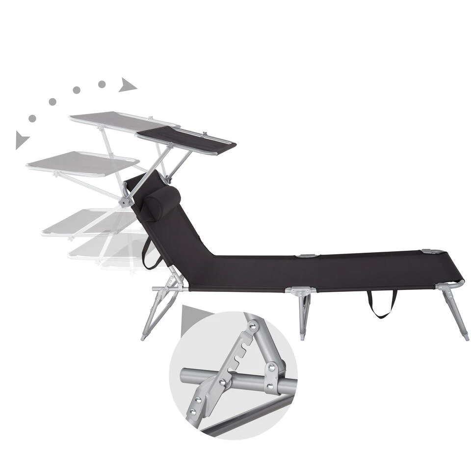 Tectake Zonnestoel Chloe - Zwart 6 Tectake Zonnestoel Chloe - Zwart - Afbeelding 4