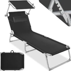 Tuinmeubelwinkel 29 Tectake Zonnestoel Chloe - Zwart