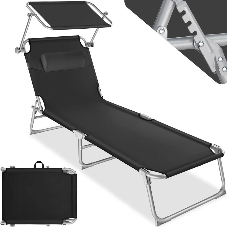 Tectake Zonnestoel Chloe - Zwart 3 Tectake Zonnestoel Chloe - Zwart