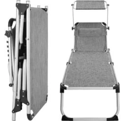 Tectake - Ligbed Zonnestoel Aurelie - Grijs Gemeleerd 9 Tectake - Ligbed Zonnestoel Aurelie - Grijs Gemeleerd -Tuinmeubelwinkel 1000083100 0103