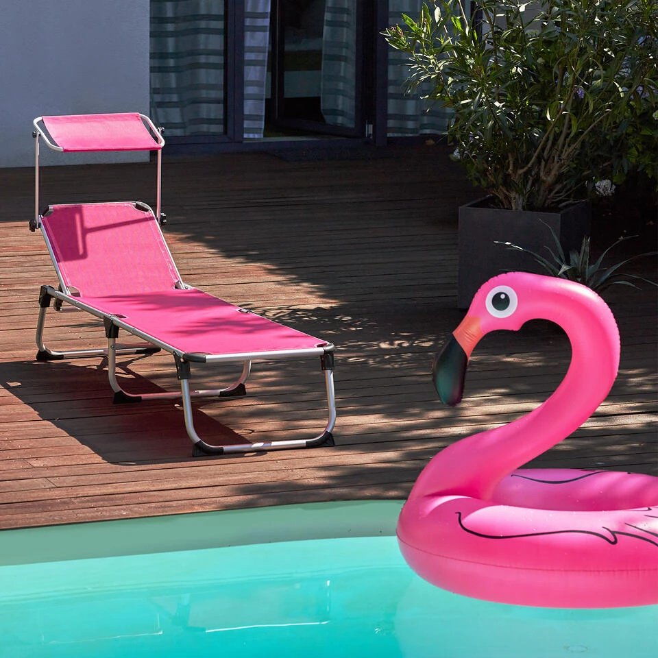 Tectake - Ligbed Zonnestoel Aurelie - Pink 5 Tectake - Ligbed Zonnestoel Aurelie - Pink - Afbeelding 3