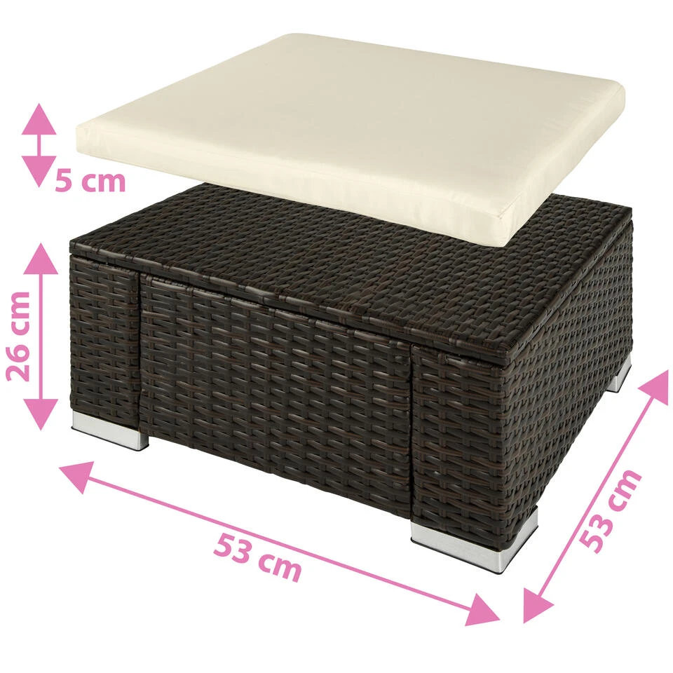 Tectake - Wicker Zitkruk Bruin Mix - 53 X 53 X 26 Cm 6 Tectake - Wicker Zitkruk Bruin Mix - 53 X 53 X 26 Cm - Afbeelding 4