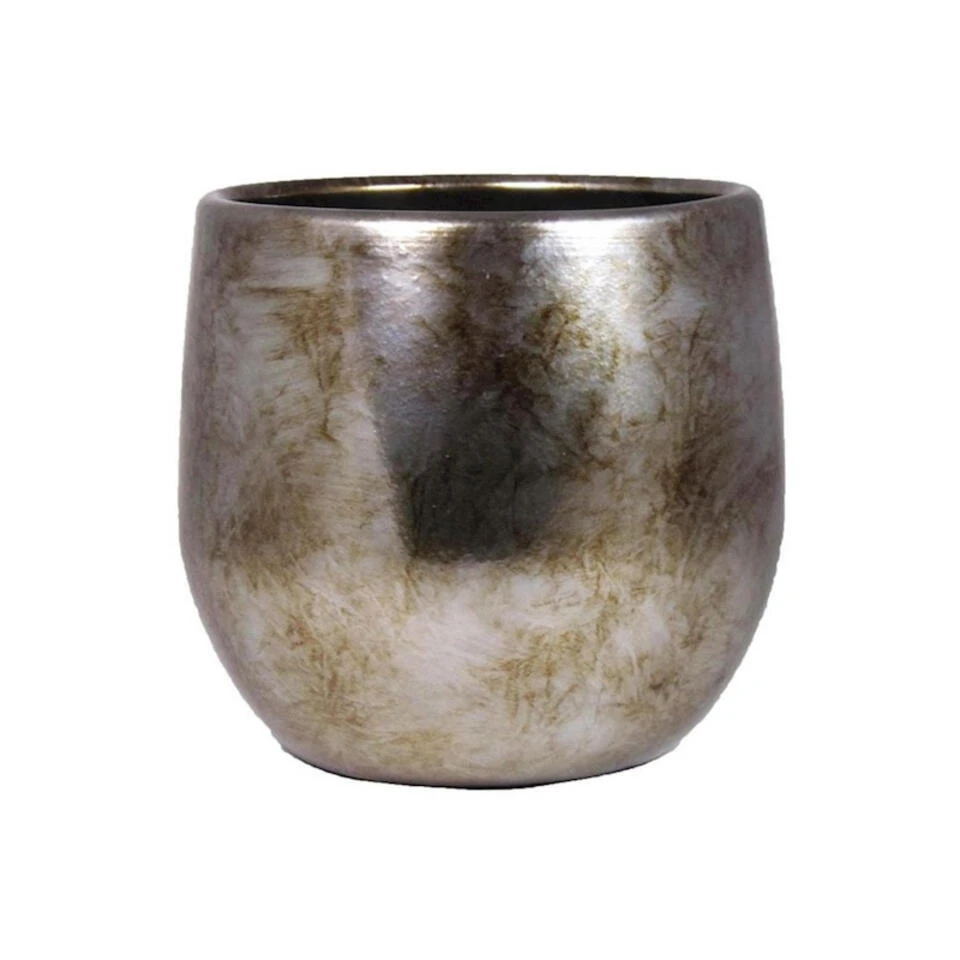 Bela Arte Plantenpot - Keramiek - Goud Glans - D16/H14 Cm 3 Bela Arte Plantenpot - Keramiek - Goud Glans - D16/H14 Cm