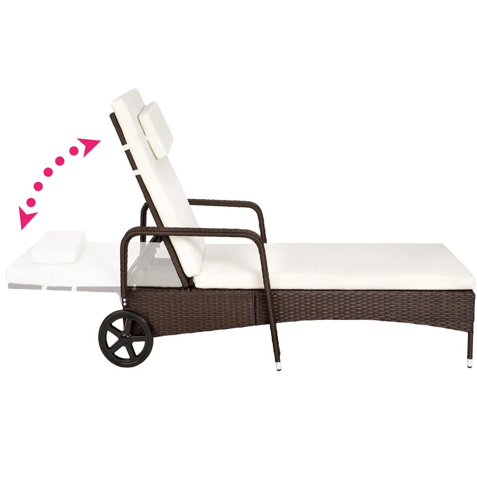 Tectake - Wicker Ligbed – Bruin - Afmetingen 200 X 70 X 33 Cm 4 Tectake - Wicker Ligbed – Bruin - Afmetingen 200 X 70 X 33 Cm - Afbeelding 2