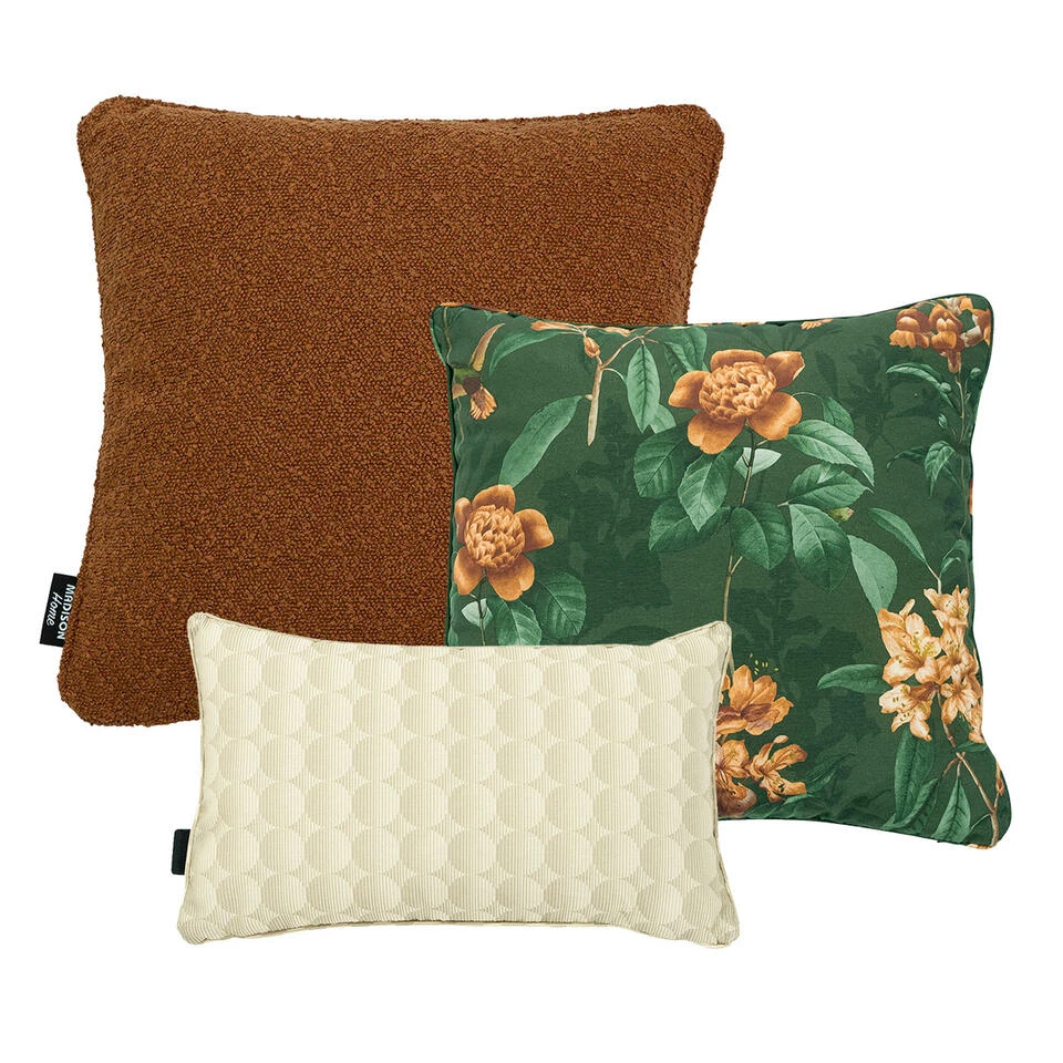 Madison Sierkussen Set Lua Green - Natural - Terra - 3 Stuks 3 Madison Sierkussen Set Lua Green - Natural - Terra - 3 Stuks