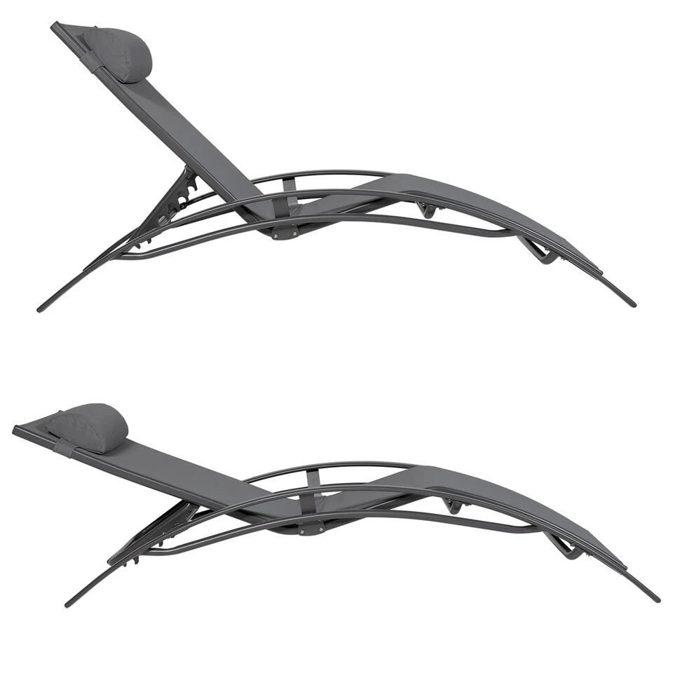 Happy Garden Zonnebedden GALAPAGOS - Grijs - Aluminium 4 Happy Garden Zonnebedden GALAPAGOS - Grijs - Aluminium - Afbeelding 2