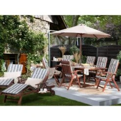 Beliani Tuinligstoel MARLBORO / JAVA / TOSCANA - Donkere Houtkleur Acaciahout -Tuinmeubelwinkel 1000096765 0103