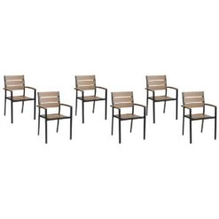 Beliani Tuinstoel VERNIO - Lichte Houtkleur Kunsthout