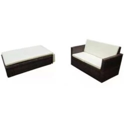 VidaXL 2-delige Loungeset Met Kussens Poly Rattan Bruin -Tuinmeubelwinkel 1126d3ee4a3744eab20450a13e11d59f