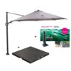 Garden Impressions Zweefparasol Ø350 D. Grijs/zand Met Voet En Hoes -Tuinmeubelwinkel 1136763382