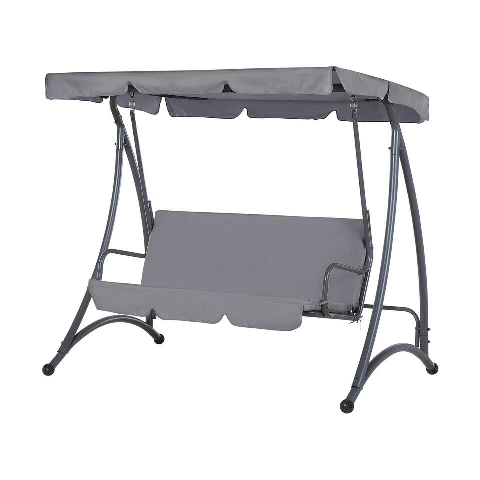 Beliani Schommelbank TEMPLE - Grijs Polyester 3 Beliani Schommelbank TEMPLE - Grijs Polyester