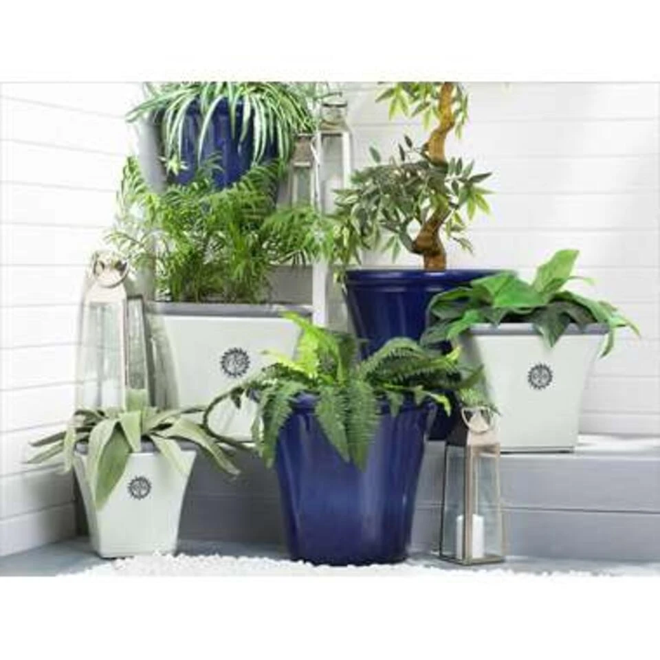 Beliani Plantenbak Voor Buiten ELATEIA - Wit Stenenmix, Polyresin 4 Beliani Plantenbak Voor Buiten ELATEIA - Wit Stenenmix, Polyresin - Afbeelding 2