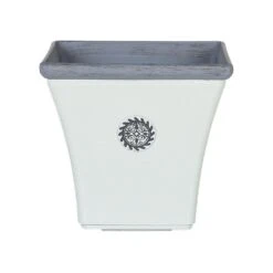 Beliani Plantenbak Voor Buiten ELATEIA - Wit Stenenmix, Polyresin