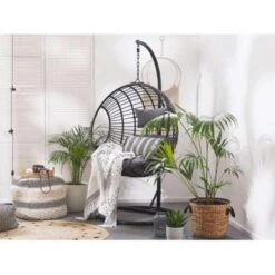 Beliani Hangstoel ASPIO - Zwart Pe Rotan -Tuinmeubelwinkel 1498029831 0102
