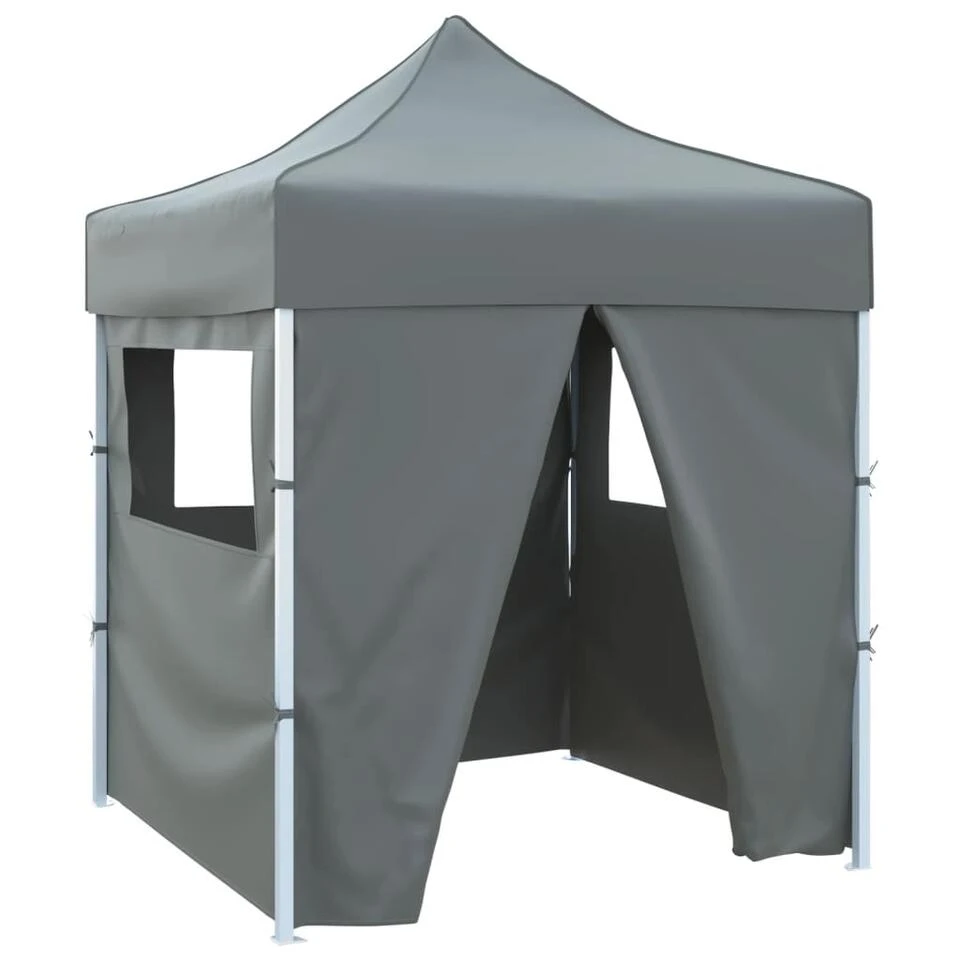 VidaXL Partytent Met 4 Zijwanden Inklapbaar 2x2 M Staal Antraciet 3 VidaXL Partytent Met 4 Zijwanden Inklapbaar 2x2 M Staal Antraciet
