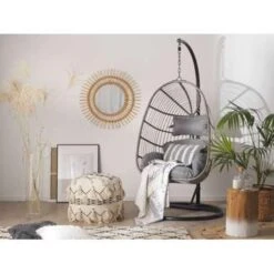 Beliani Hangstoel CASOLI - Grijs Pe Rotan -Tuinmeubelwinkel 1640452479 0101