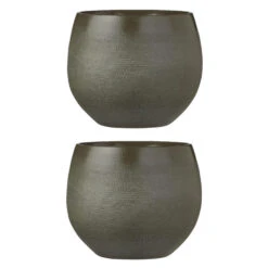 Mica Decorations Bloempot - Donkergroen- Keramiek - 18 X 15 Cm -Tuinmeubelwinkel 1754409984 0102
